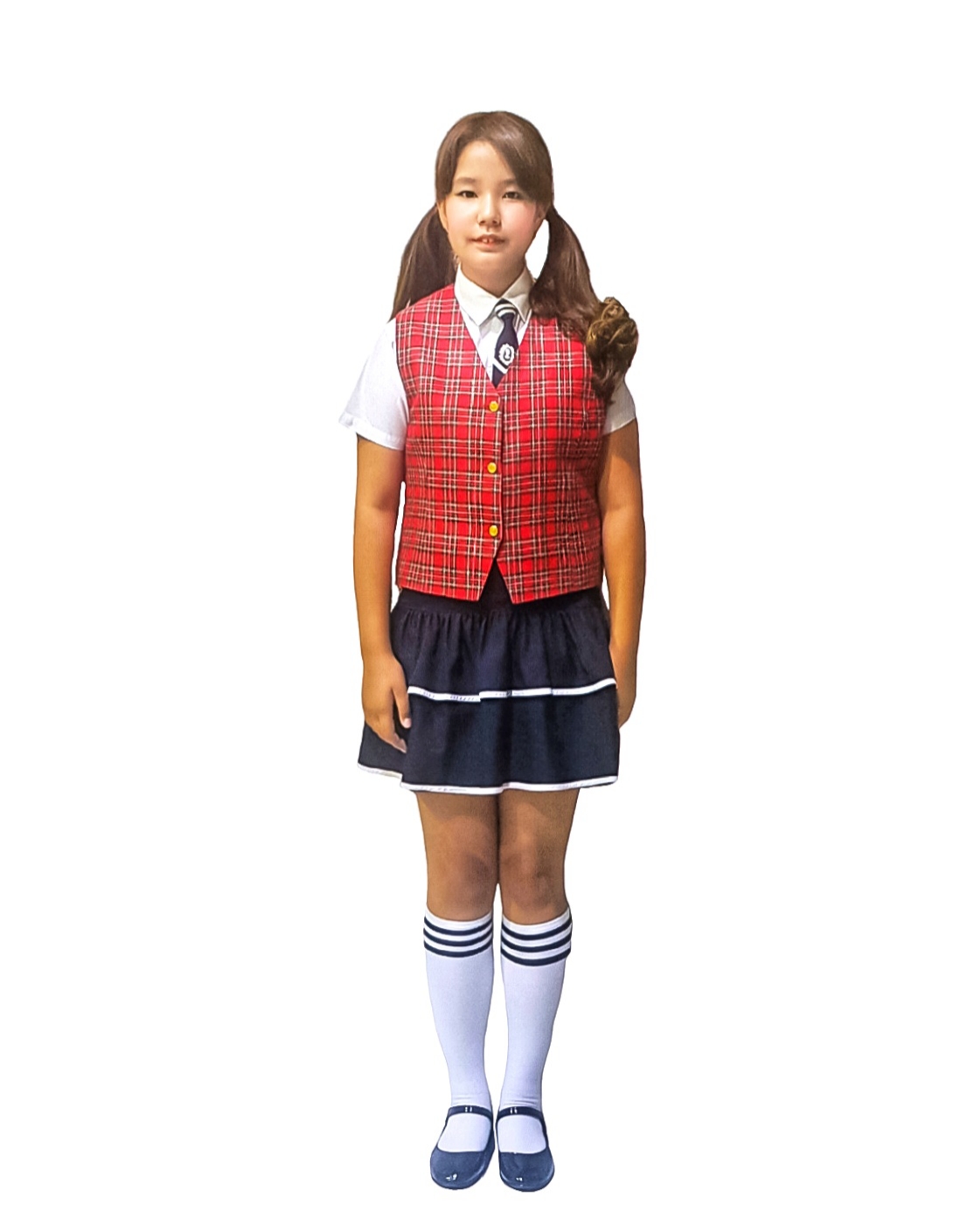 합창복 빨강조끼C(체크무늬)_프릴스커트