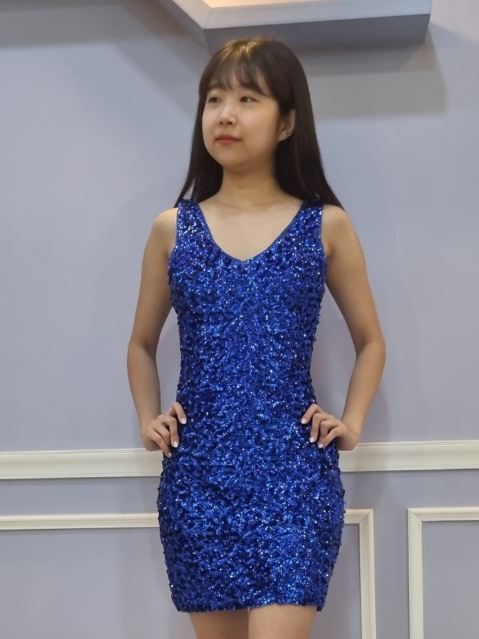 블루반짝이원피스
